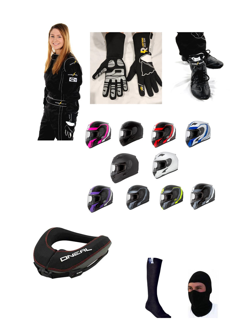 SFI TRACK & SKID DAY COMBO - SINGLE LAYER SUIT, GLOVES, BOOTS, HELMET AND BRACE - FREE FREIGHT  SAVE $120+ OFF RRP (Copy)